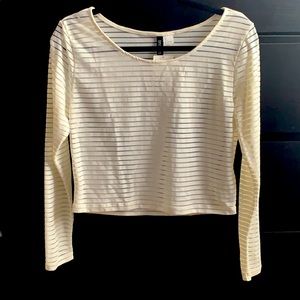 H&M Mesh Striped L/S Crop Top